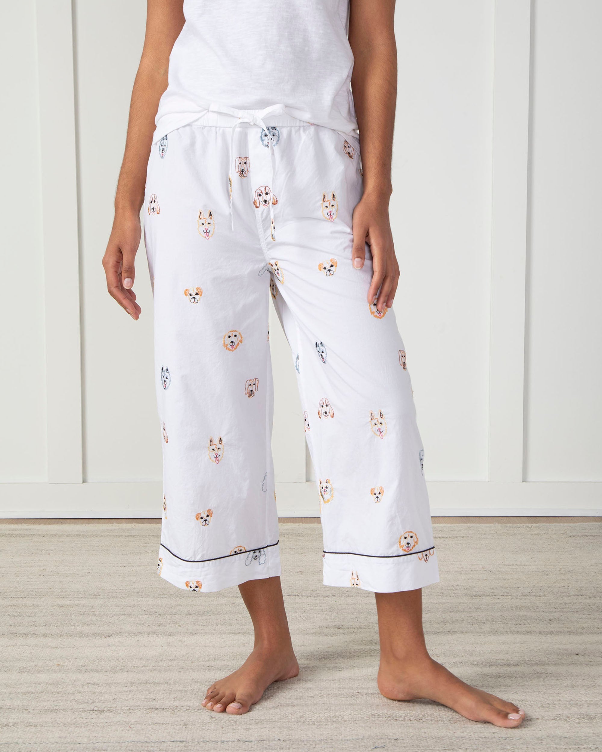 Happy Hounds - Cropped Pajama Pants - Cloud