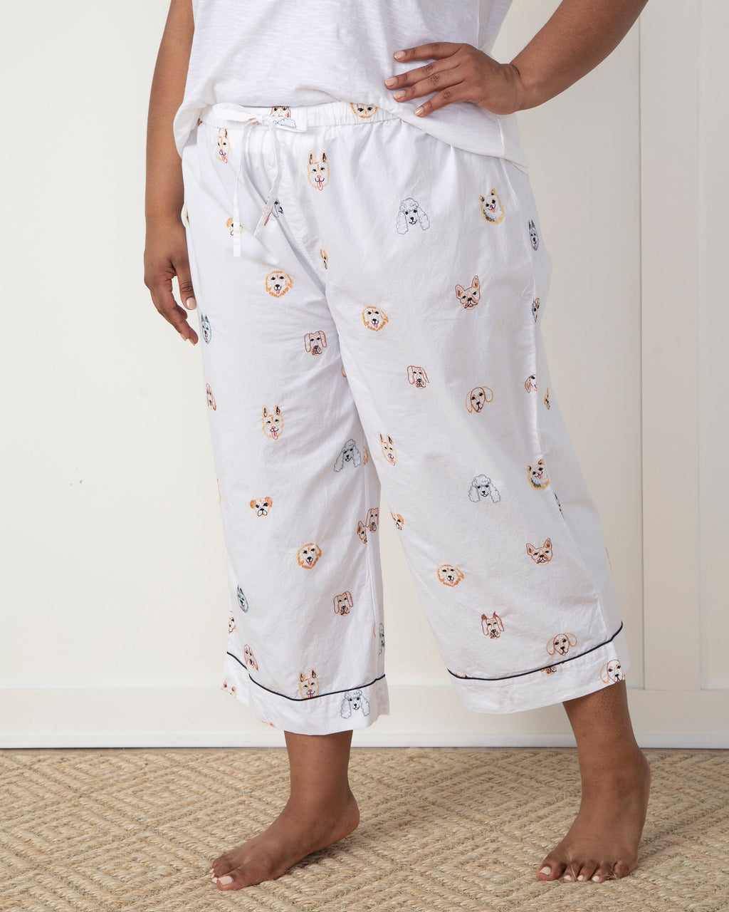 Happy Hounds - Cropped Pajama Pants - Cloud