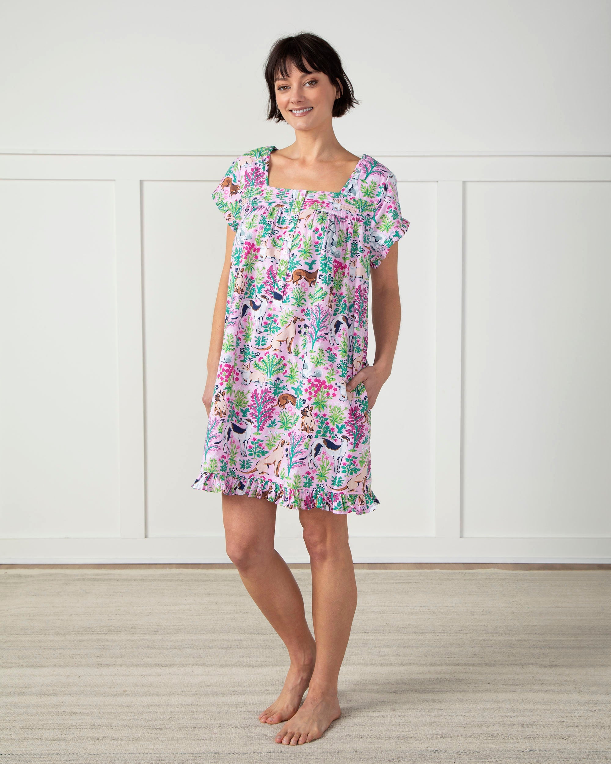 Must Love Dogs - Pintuck Nightgown - Pink Peony