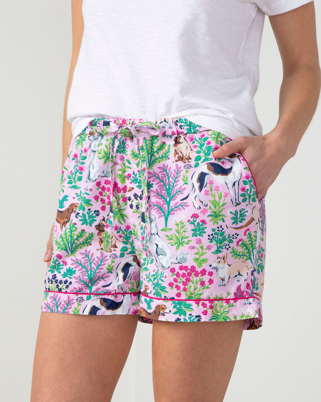 Must Love Dogs - Pajama Shorts - Pink Peony