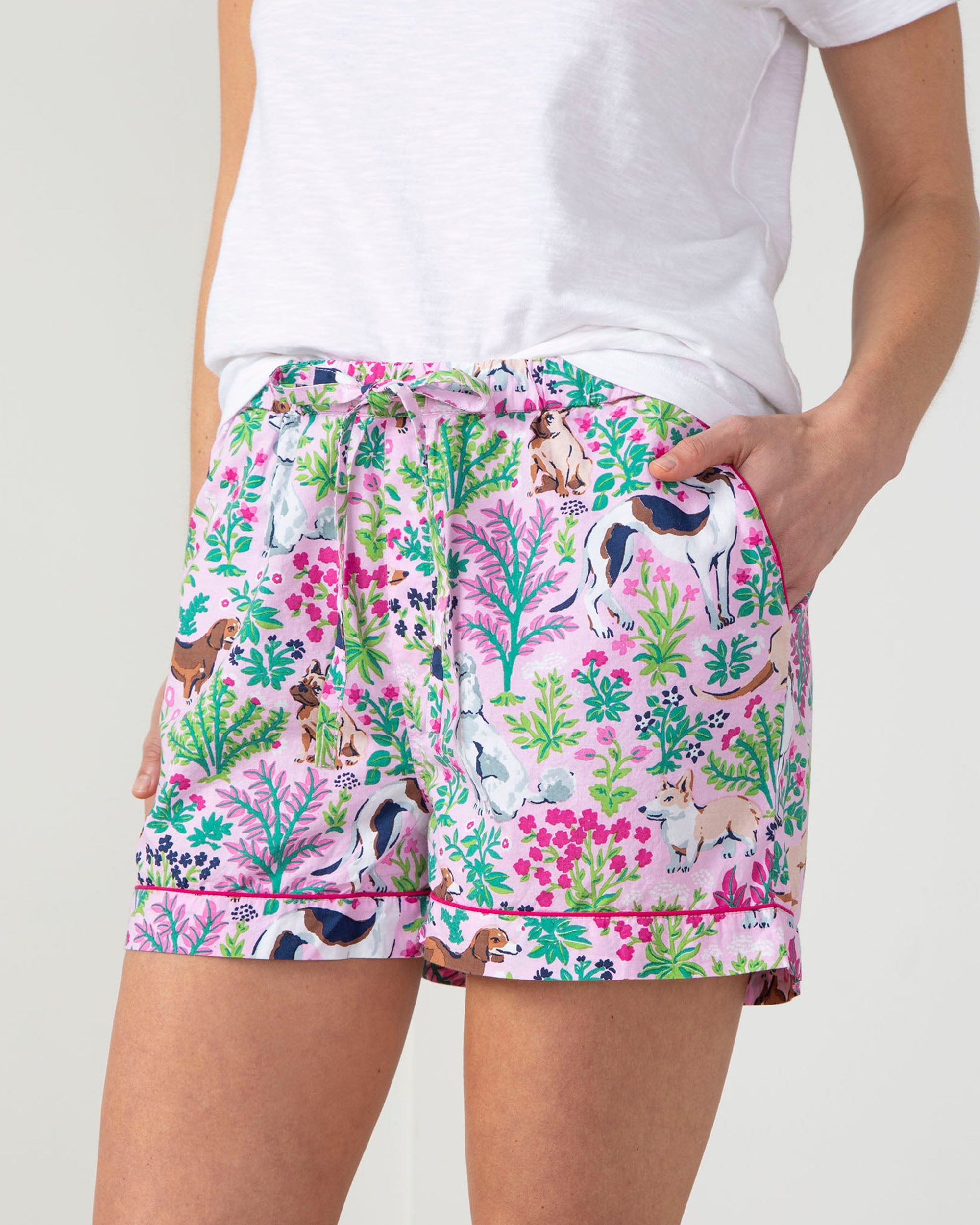 Must Love Dogs - Pajama Shorts - Pink Peony