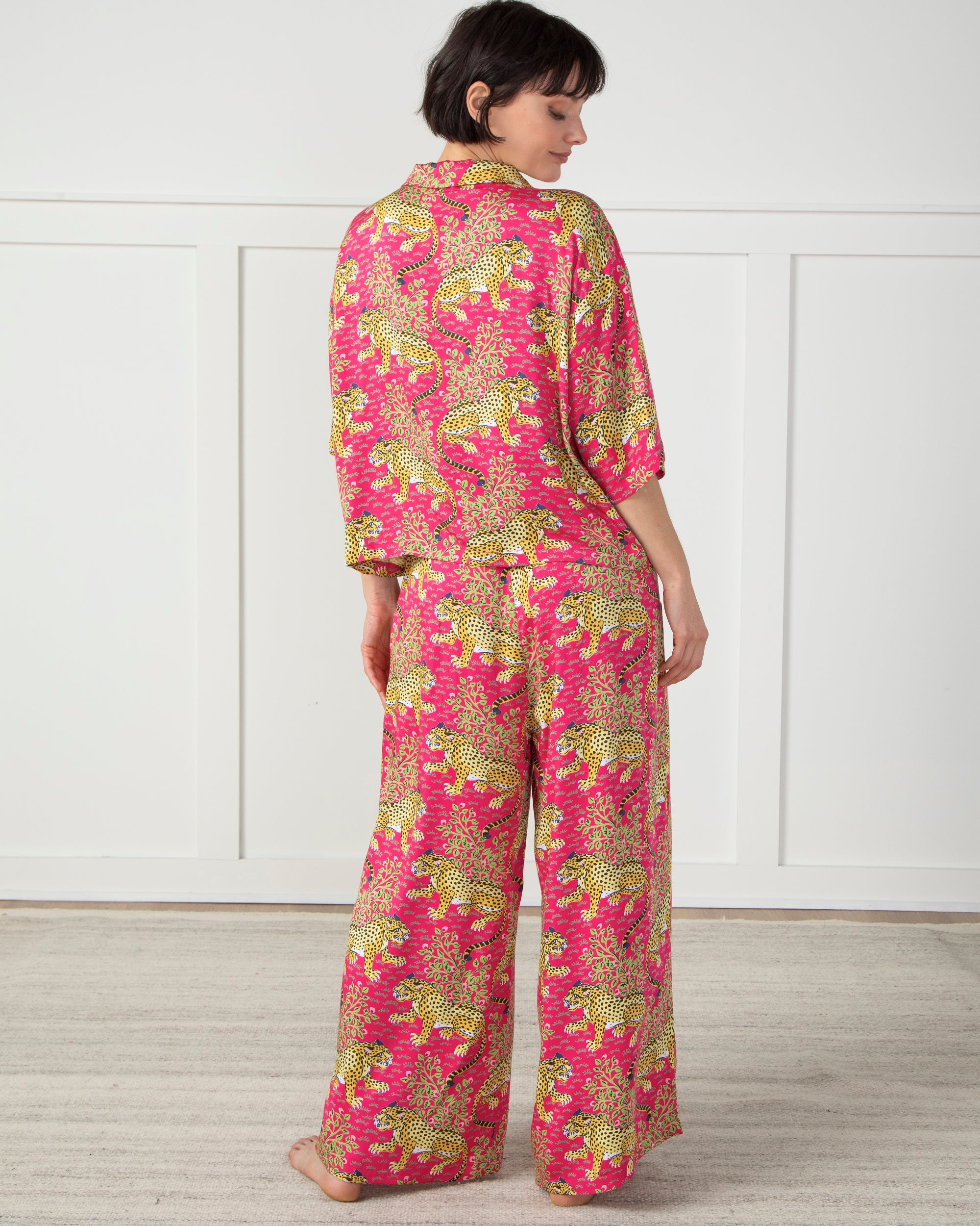 Bagheera - Satin Wildest Dreams Pajama Set - Hot Pink