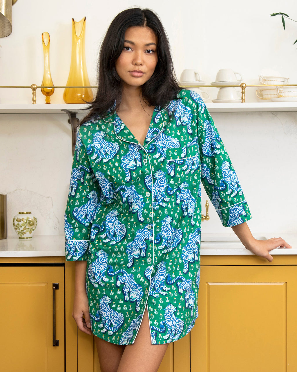 Tiger Queen - Sleep Shirt - Jade