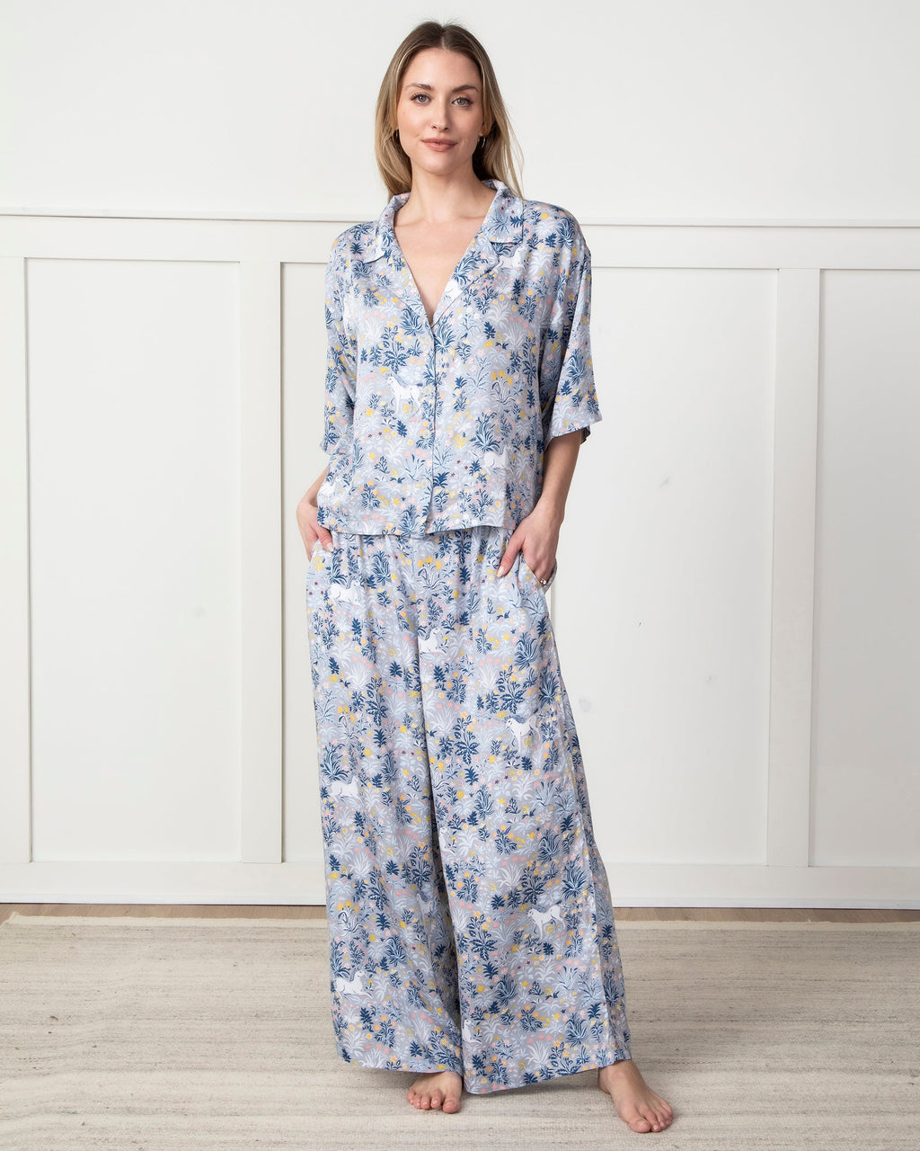 Unicorn's Garden - Satin Wildest Dreams Pajama Set - Silver