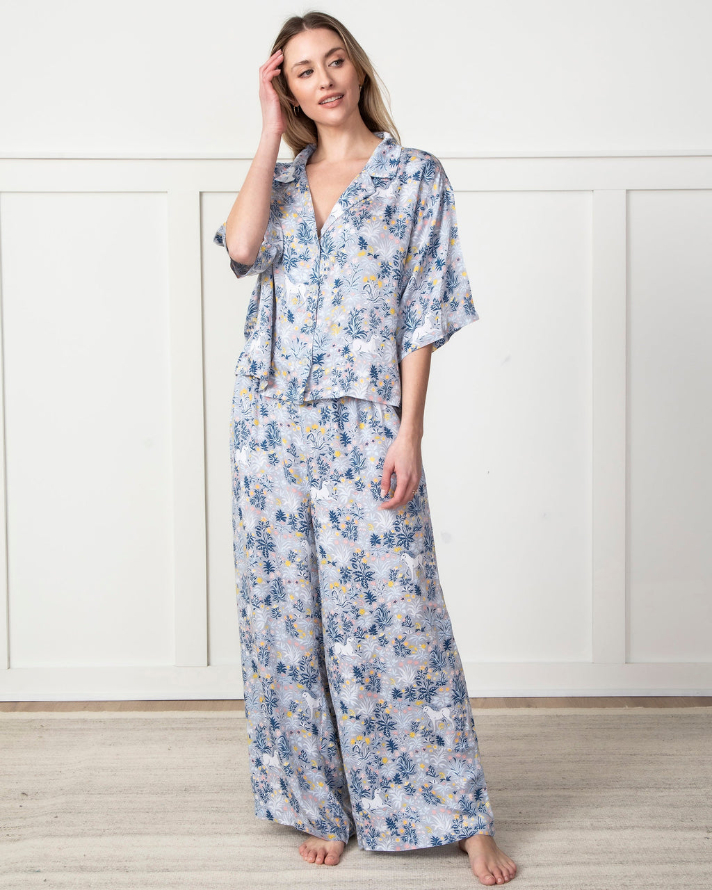 Unicorn's Garden - Satin Wildest Dreams Pajama Set - Silver